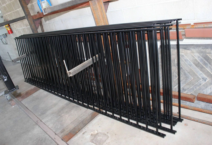 Powder-coated metal fence